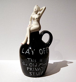 Item #102540 LAY OFF, THIS IS THE OLD MAN'S PRIVATE STUFF - CERAMIC PIN-UP GIRL DECANTER