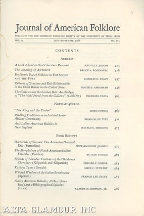 Item #104007 JOURNAL OF AMERICAN FOLKLORE