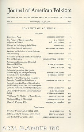 Item #104008 JOURNAL OF AMERICAN FOLKLORE