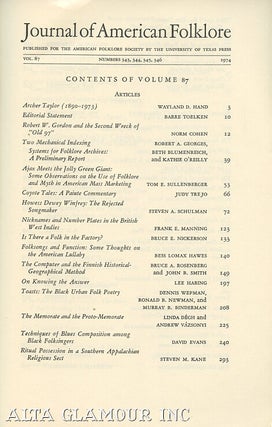 Item #104011 JOURNAL OF AMERICAN FOLKLORE