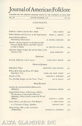Item #104012 JOURNAL OF AMERICAN FOLKLORE