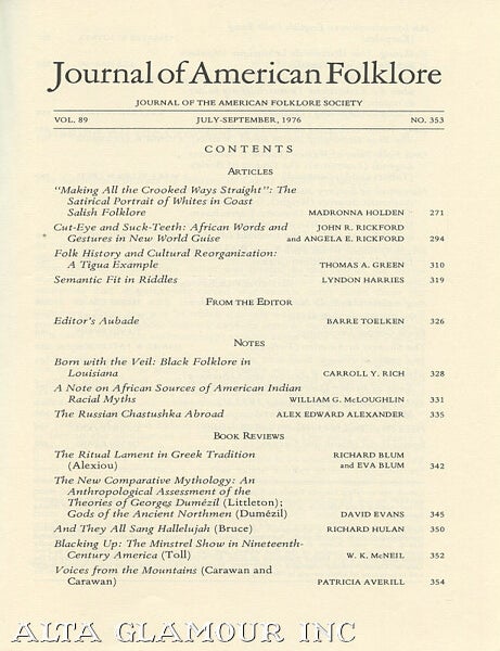 Item #104015 JOURNAL OF AMERICAN FOLKLORE