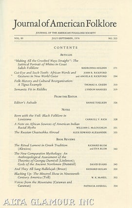 Item #104015 JOURNAL OF AMERICAN FOLKLORE