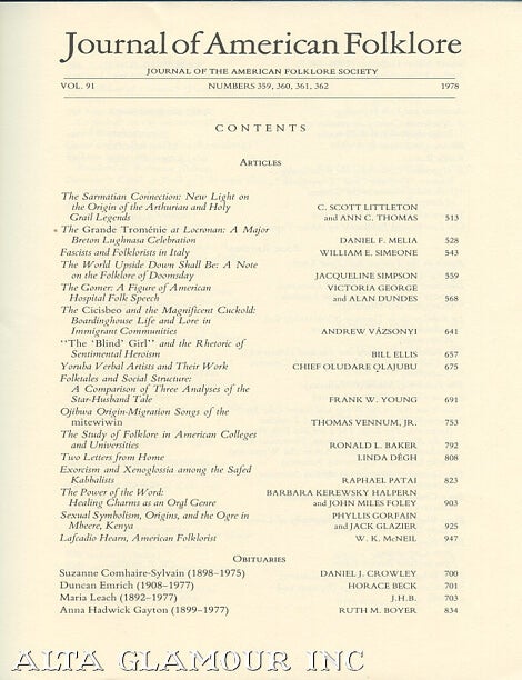 Item #104017 JOURNAL OF AMERICAN FOLKLORE