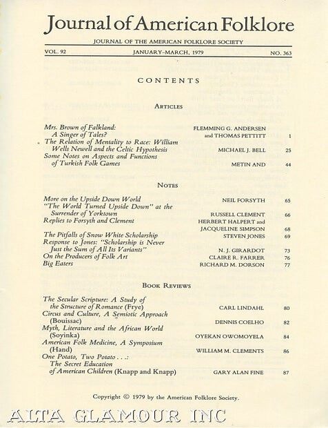 Item #104018 JOURNAL OF AMERICAN FOLKLORE