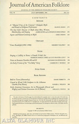Item #104025 JOURNAL OF AMERICAN FOLKLORE