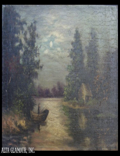 Item #104130 ORIGINAL OIL PAINTING - Midnight Fishing