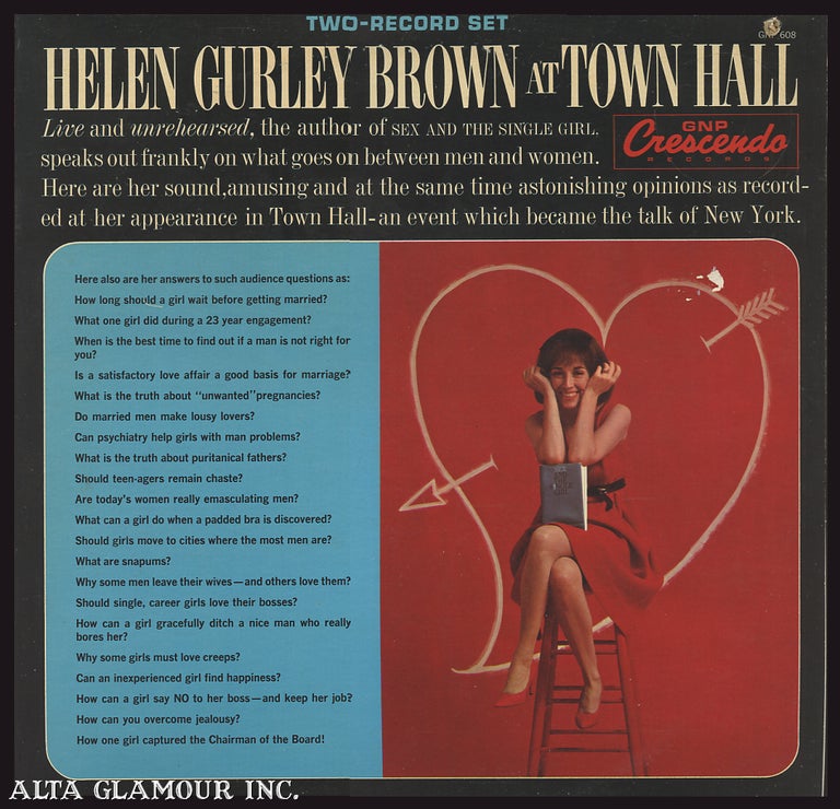 Item #106391 HELEN CURLEY BROWN AT TOWN HALL. Helen Gurley Brown.