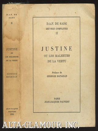 Item #110512 JUSTINE; ou les Malheurs de la vertu. Donatien-Alphonse-Francois Sade, Marquis de