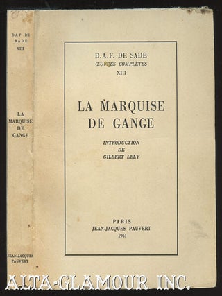 Item #110516 LA MARQUISE DE GANGE. Donatien-Alphonse-Francois Sade, Marquis de