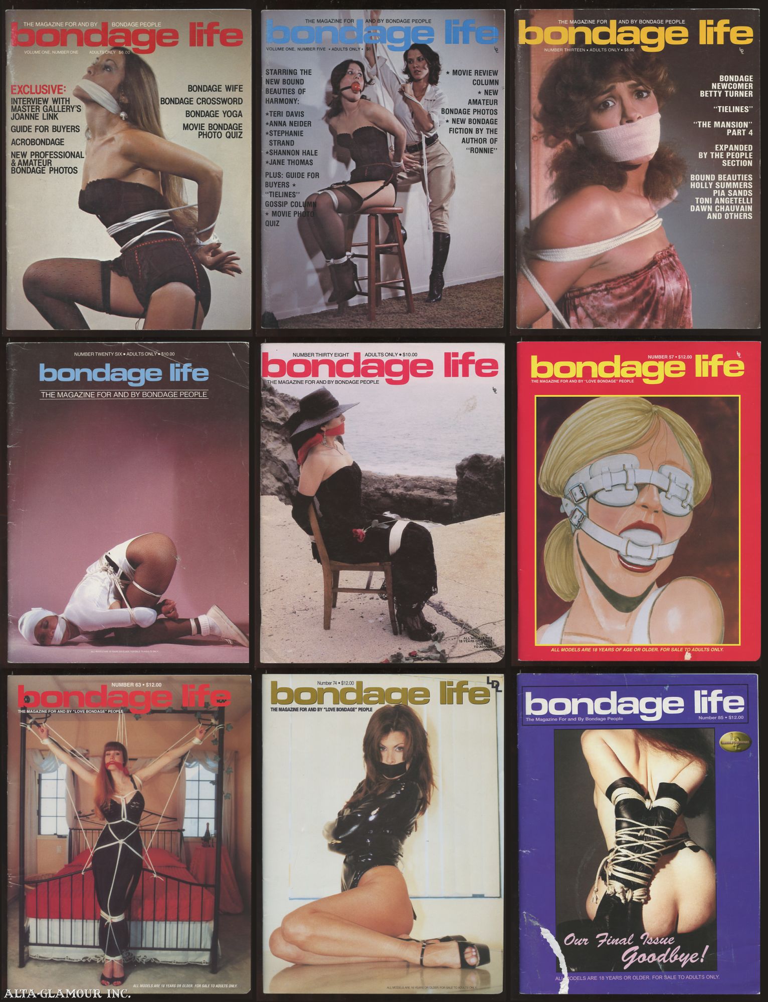 BONDAGE LIFE; The Magazine For and By Bondage People. Nos. 1-85 A Complete  Run by Robert Q. Harmon, publisher on Alta Glamour