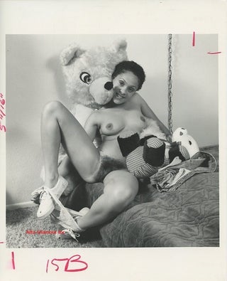 Item #114308 ORIGINAL PHOTO - Black Model Poses with Stuffed Animals