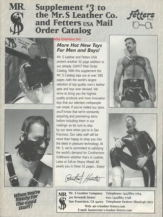 Item #120190 SUPPLEMENT #3 TO THE MR. S LEATHER CO. AND FETTERS USA MAIL ORDER CATALOG; [with Mr....
