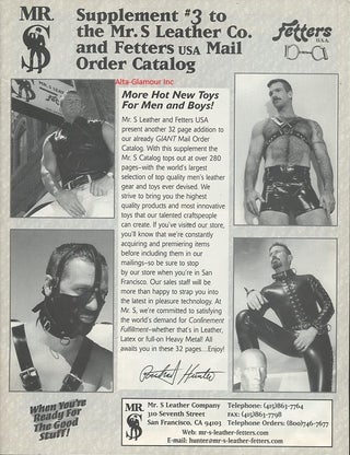 Item #120190 SUPPLEMENT #3 TO THE MR. S LEATHER CO. AND FETTERS USA MAIL ORDER CATALOG; [with Mr....