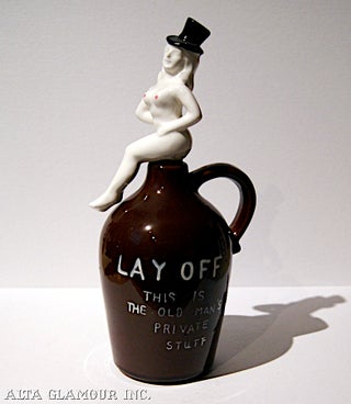 Item #46595 LAY OFF, THIS IS THE OLD MAN'S PRIVATE STUFF - CERAMIC PIN-UP GIRL DECANTER
