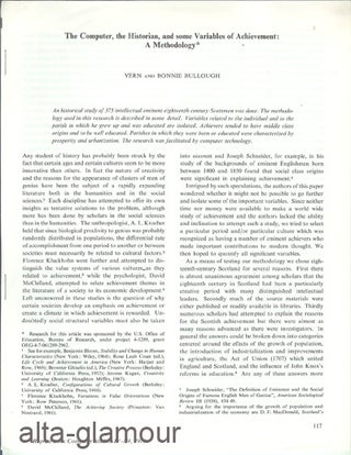 Item #58149 THE COMPUTER, THE HISTORIAN, AND SOME VARIABLES OF ACHIEVEMENT: A METHODOLOGY;...