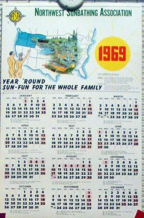 Item #61040 NORTHWEST SUNBATHING ASSOCIATION 1969 CALENDAR; Year 'Round Sun-Fun for the Whole Family