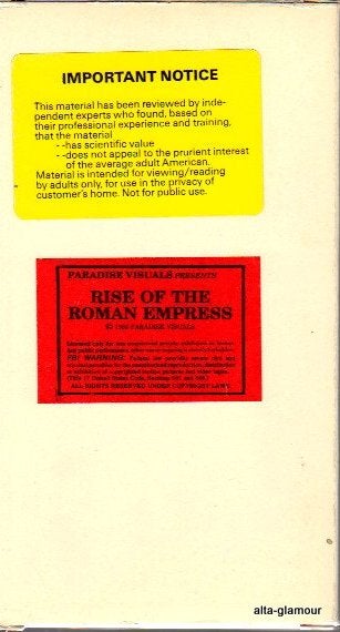 Item #68776 RISE OF THE ROMAN EMPRESS; VHS
