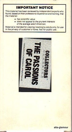 Item #68777 THE PASSIONS OF CAROL; VHS