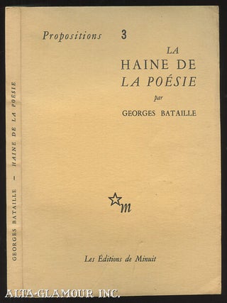 Item #7602 LA HAINE DE LA POESIE. Georges Bataille