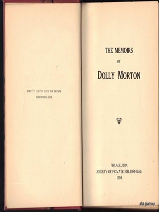 Item #8185 THE MEMOIRS OF DOLLY MORTON. Georges Grassal