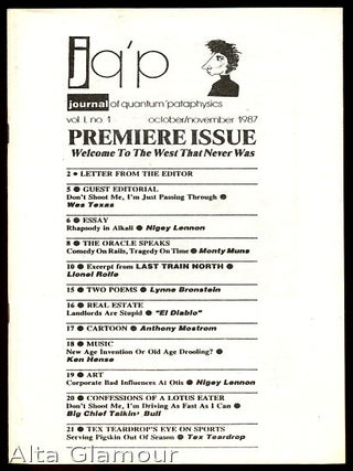 Item #83247 JQ'P JOURNAL OF QUANTUM 'PATAPHYSICS; Premiere Issue. Nigey Lennon, Lionel Rolfe,...