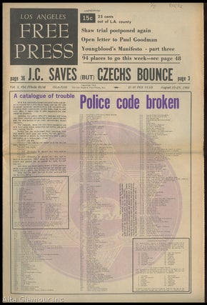 Item #85572 LOS ANGELES FREE PRESS; J.C. Saves (But) Czechs Bounce [Headline]. Arthur Kunkin
