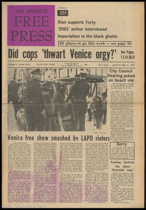 Item #85598 LOS ANGELES FREE PRESS; Did Cops 'Thwart Venice Orgy?' [Headline]. Arthur Kunkin