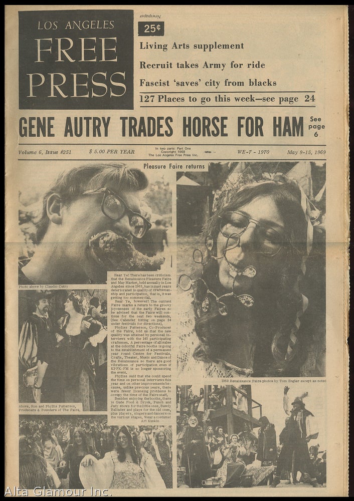 Item #85599 LOS ANGELES FREE PRESS; Gene Autry Trafes Horse For Ham [Headline]. Arthur Kunkin.