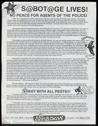 Item #91208 SABOTAGE LIVES!; No Peace for Agents of the Police!